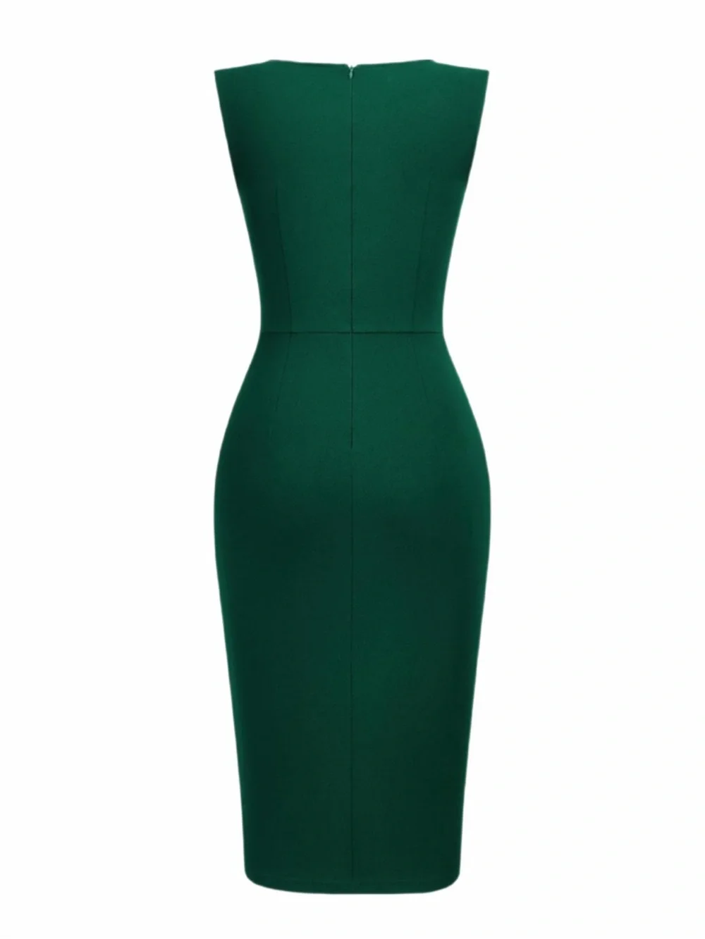MIUSOL Emerald Green Sheath Dress with ruching and gold buttons SZ L - Picture 4 of 8